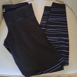 Old Navy Leggings size XL black with purple graphic stripes